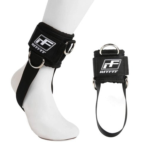 RitFit Kickback Ankle Straps Padded Ankle Strap for Cable Machine,Strong Hook and Loop,Reinforced 3 D-Ring, Adjustable Comfort fit Neoprene - Premium Ankle Cuffs to Enhance Abs, Glute & Leg Workouts