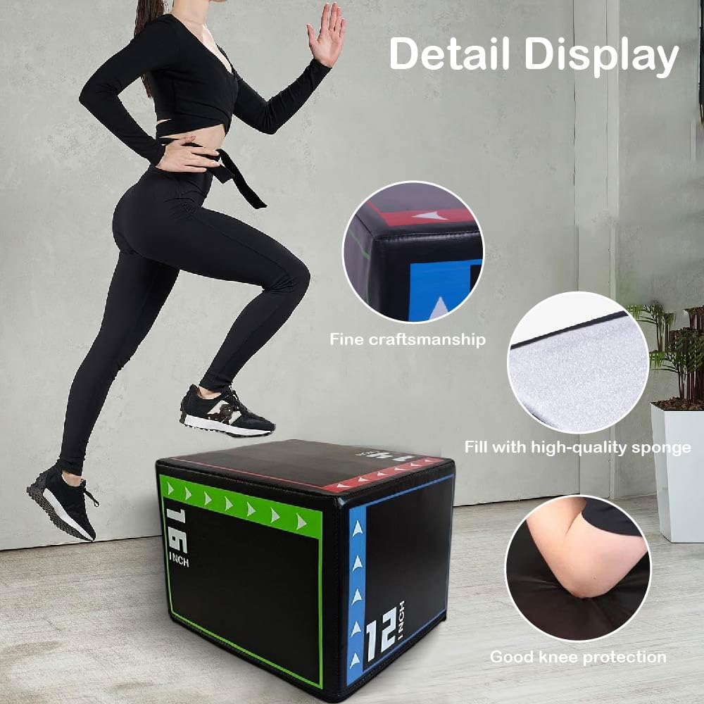 3 in 1 Plyometric Jump Box Fitness Exercise Stepper Jump Box for Home Gym Training (16INCH)