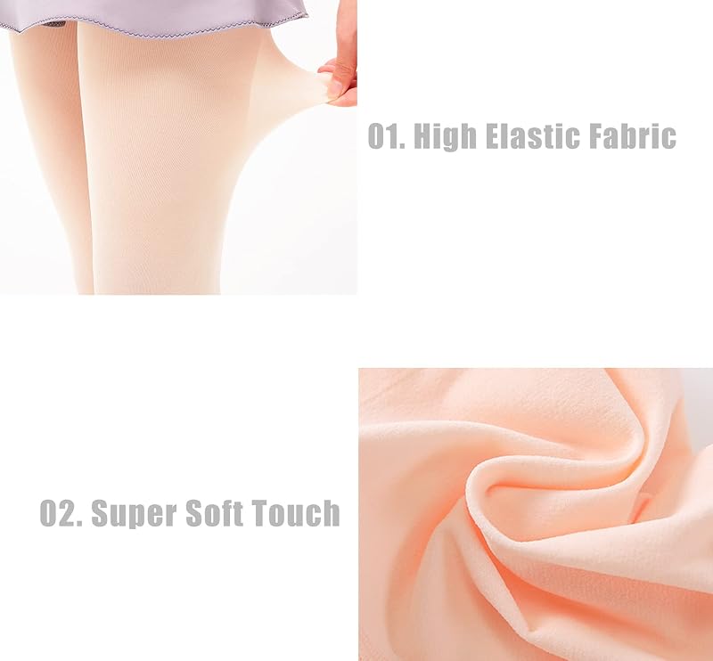 Ultra Soft Kids Ballet Tights Footed Dance Stockings – 2 Pairs (Ballet Pink, 2-4T)