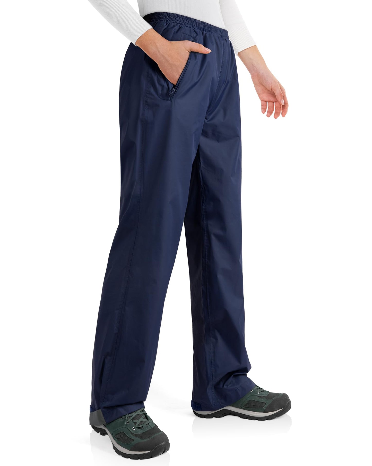 33,000ft Packable Rain Pants for Women Waterproof Pants Lightweight Rain Over Pants Outdoor Windproof Pant for Golf Hiking Navy