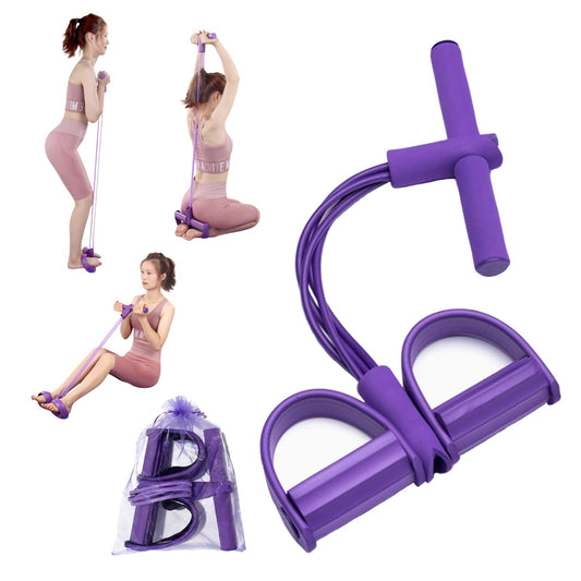 Fitness Resistance Bands Set with Handles & Ankle Straps - 4 Tube Exercise Bands for Arm, Leg, Strength Training, Stretching - Home Gym Workout Equipment