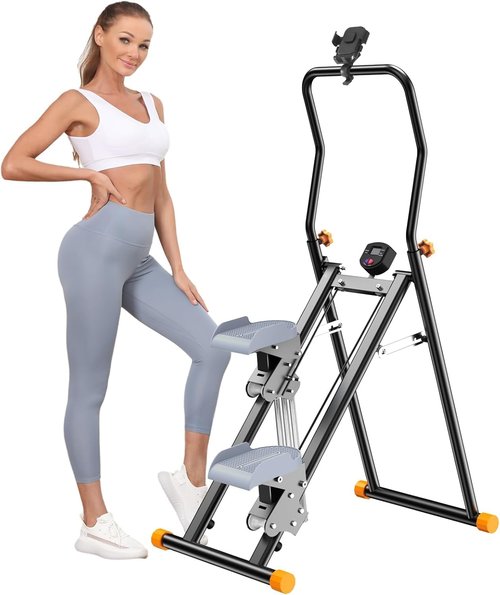 RYGEO Stair Stepper for Home, Upgraded Vertical Climber Machine for Full-Body Workout, Compact Folding Cardio Exercise Climber, Resistance Adjustable Handlebar & Pedals