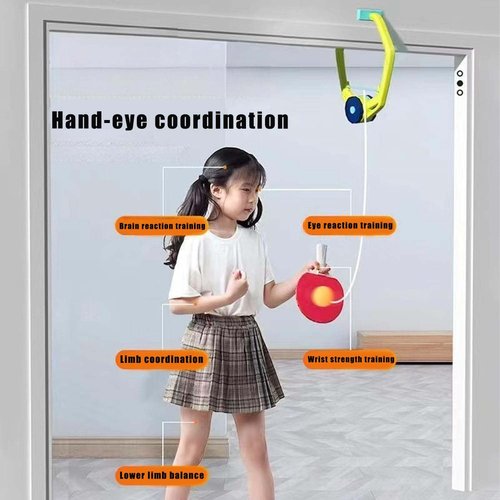 Upgraded Door Ping Pong Game Over The Door, Adjustable Doorway Game Pingpong Trainer, Hanging Table Tennis Trainer Portable Set, Indoor Ball Games Unisex (1set)