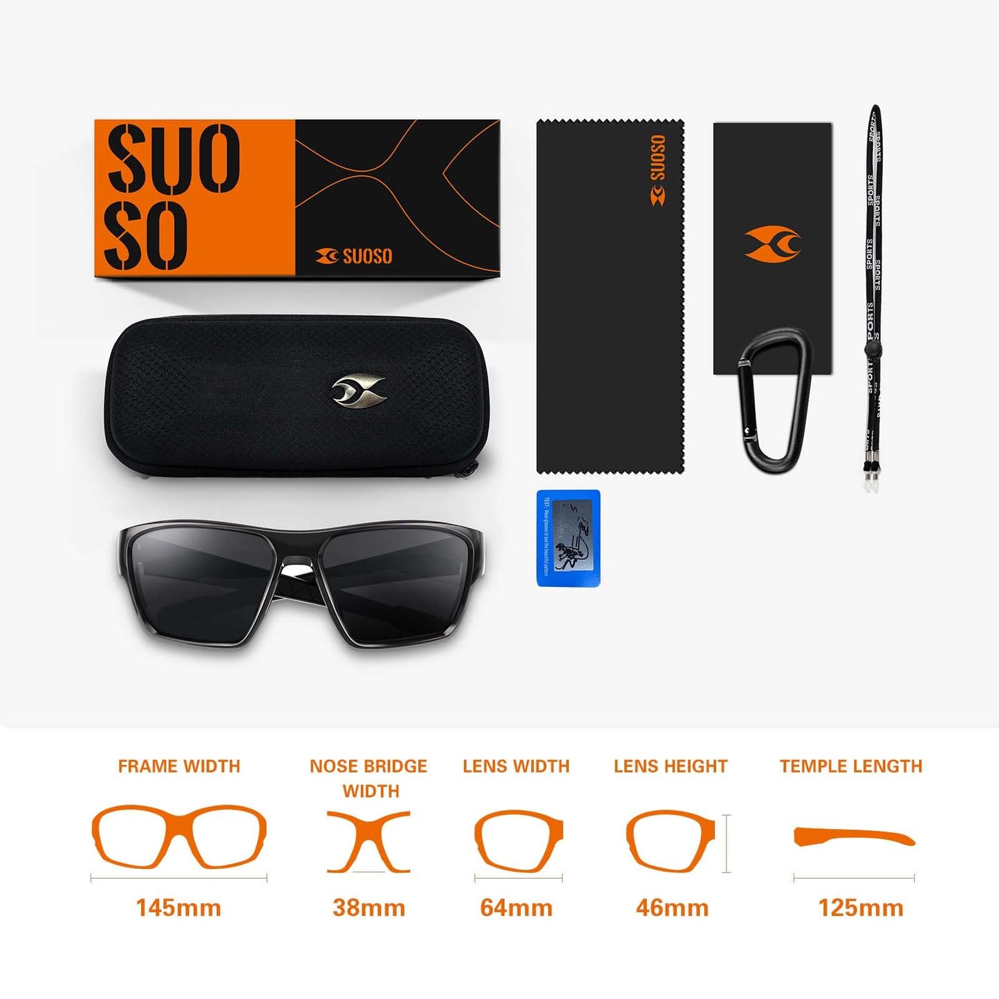 suoso UV400 Polarized Sports Sunglasses Men Women, Light TR90 Wrap