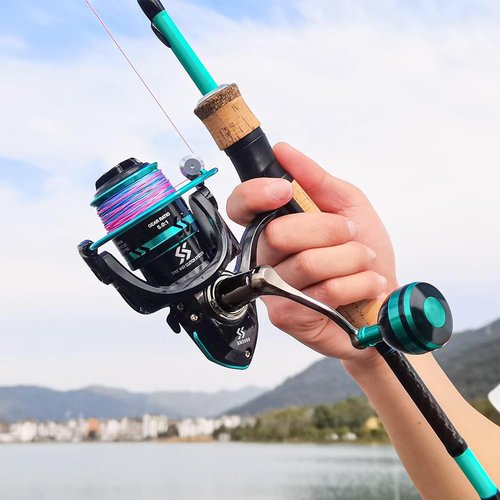 Sougayilang Fishing Rod and Reel Combo, Stainless Steel Guides Fishing Pole with Spinning Reel Combo for Saltwater and Freshwater-Turquoise-5.9ft & 3000