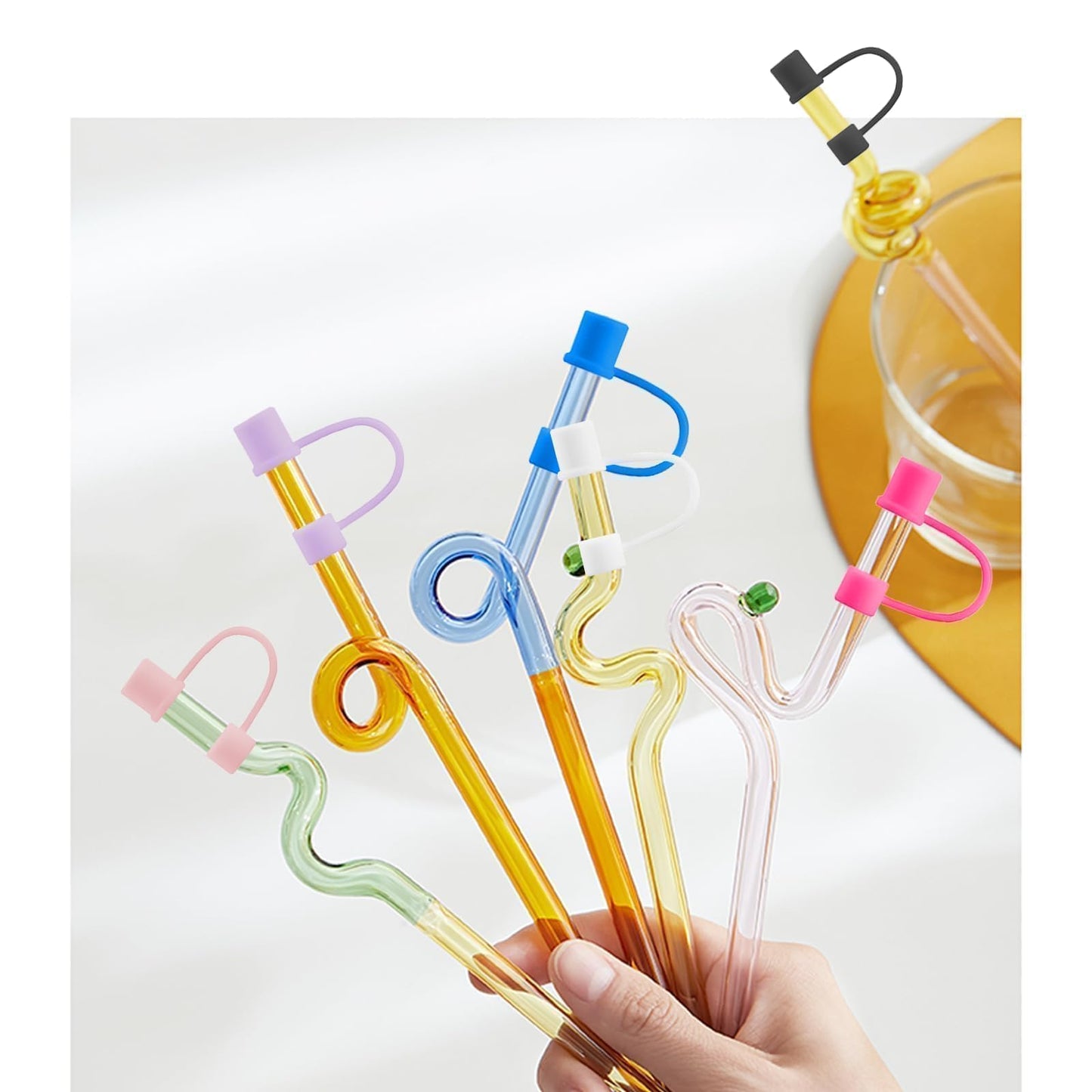 Foweroty 6|12 Pack 0.4in/10mm Straw Toppers, for Stanley Straw Covers Cap for Tumblers for Stanley 14|20|30|40|64 Oz Cup, Silicone Dust-Proof Caps（ Cup is Not Included）, 6 Pack