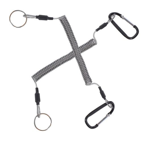 POPETPOP 2Pcs Protective Safety Rope Spring Coiled Fishing Lanyard with Carabiner Elastic Tether for Fishing Gear Durable Wire