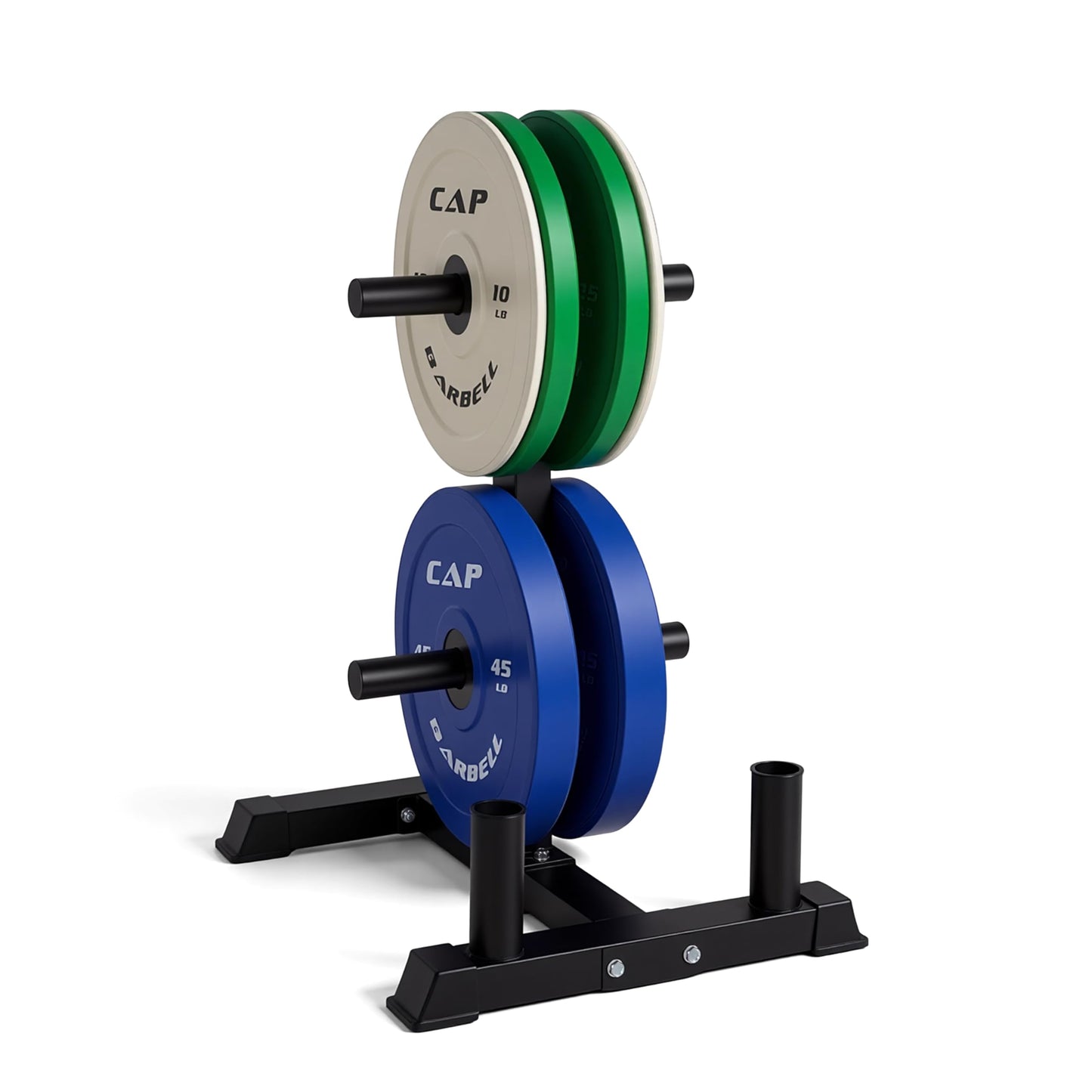 CAP 160lb Competition Olympic Bumper Plate Set with Compact Storage Rack
