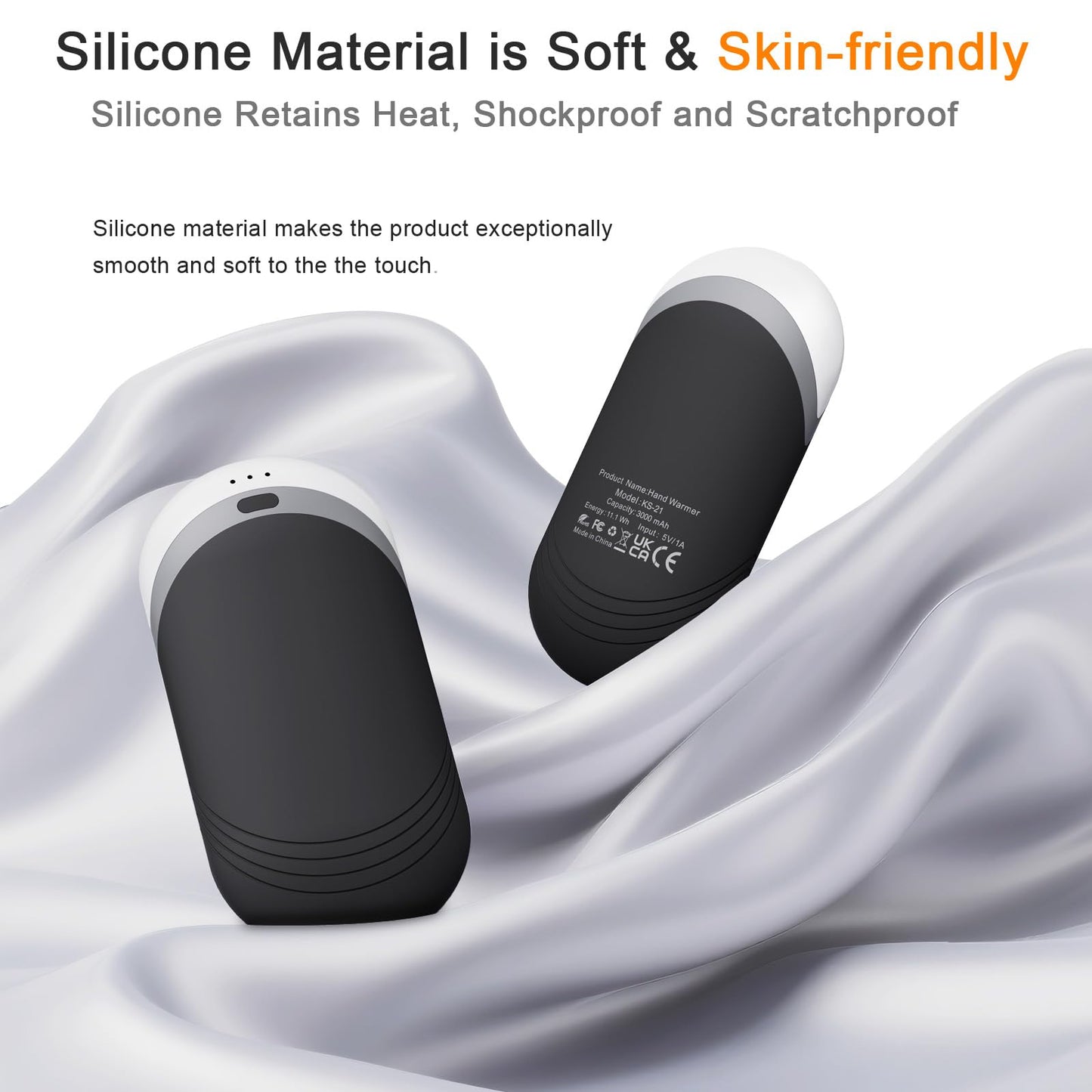 Karecel Thermally Conductive Silicone Rechargeable Hand Warmers 2 Pack, 6000mAh Double-Sided Heat AI Electric Hand Warmer, Portable Pocket Handwarmer, Fits in Gloves, Slim, Shockproof, Women Men Gifts
