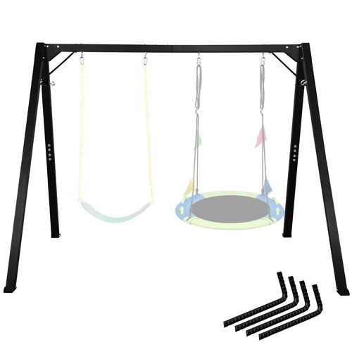 Swing Stand Frame, 8FT Heavy Duty Swing Set Frame, 880 lbs Capacity Heavy-Duty Outdoor Playground Sets for Backyards, Patio, Lawn, Black