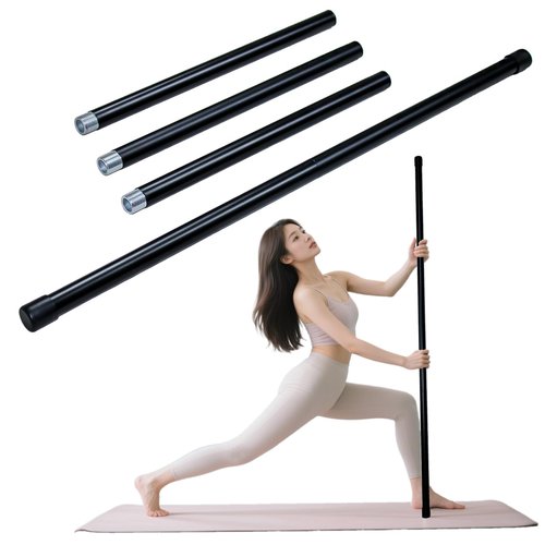 Huangyunming Yoga Stick 5 ft Sturdy Steel, Adjustable Stretching Stick for Mobility, Flexibility and Balance,Equipped with 5 steel pipes for fitness, rehabilitation, and posture (BLACK, Five steel pipes)