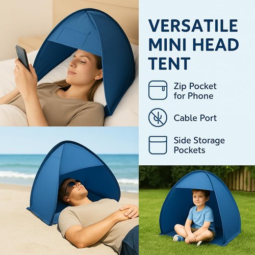 Mini Beach Tent,Laptop Sun Shade,Dog Shade for Outside,Laptop Tent,for Working Outside,Head Pop Up Canopy,Automatic Portable Mini Pop Up Tent for Camping Hiking Picnic (Yellow Orange)