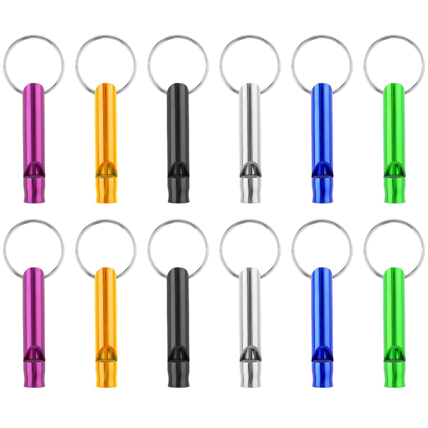 Mabor 12Pcs Aluminium Safety Whistle Keychain Emergency Whistle Survival for Camping Hiking Loud Whistles Emergency for Women Defense Outdoor Sports Boating Hunting