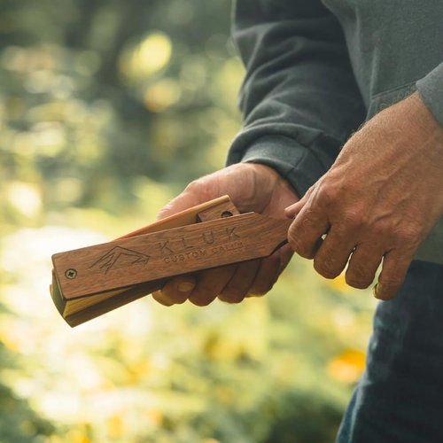 KLUK Custom Calls Walnut/Poplar Box Call with Silencing Band and Pre-Chalked, Premium Quality for Realistic Hen Sounds for Elevated Calling Capabilities