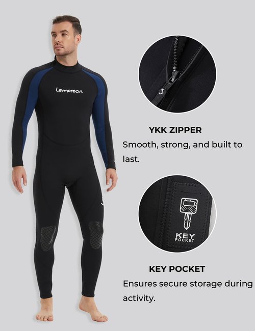 Lemorecn Wetsuits Jumpsuit Neoprene 3/2mm Full Body Diving Suit(3031,M)