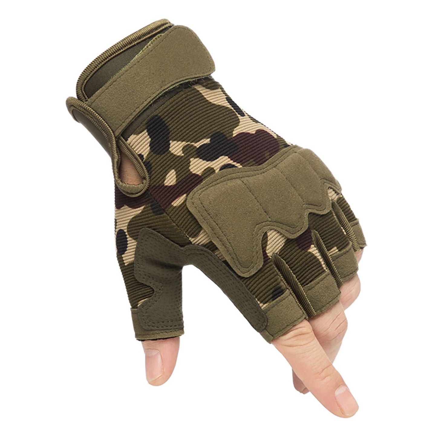 2 Pack Parachutist Half Finger Gloves, Protective Gloves for Motorcycle Cycling and Outdoor Activities