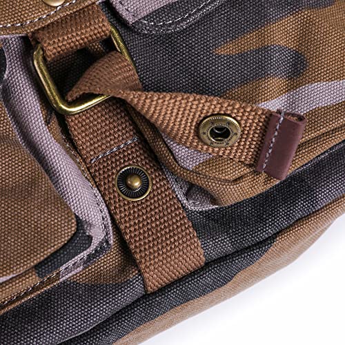 GOOTIUM Canvas Messenger Bag - Vintage Camo Crossbody Shoulder Satchel