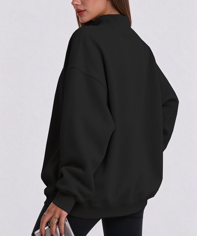 Kims Cosiart 2 Pack Women’s Oversized Turtleneck Sweatshirts – Black & Grey XL