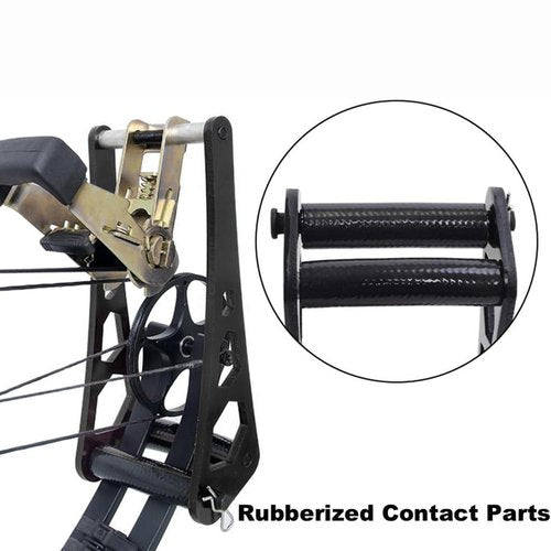 Handheld Bow Press, Archery Compound Bow Press, Aluminum Alloy Bow Press for Compound Bow and Crossbow, Universal Ratchet Type Fine Tuning Tool, 51.2” Strap