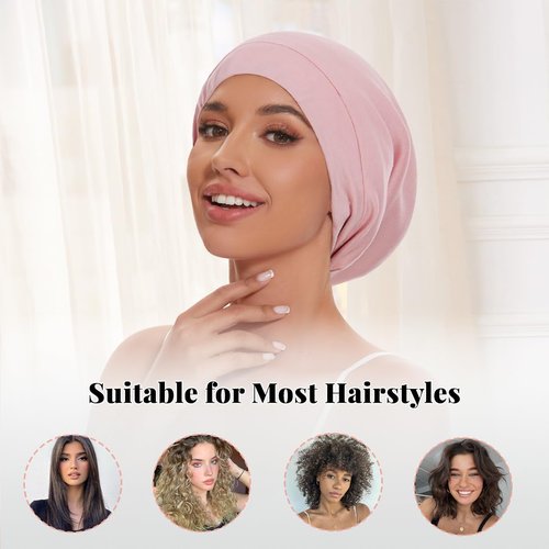 Kafteri Satin Lined Bonnet for Sleeping, Adjustable Hair Bonnets with Stretch Band, Slouchy Bonnet for Curly Hair