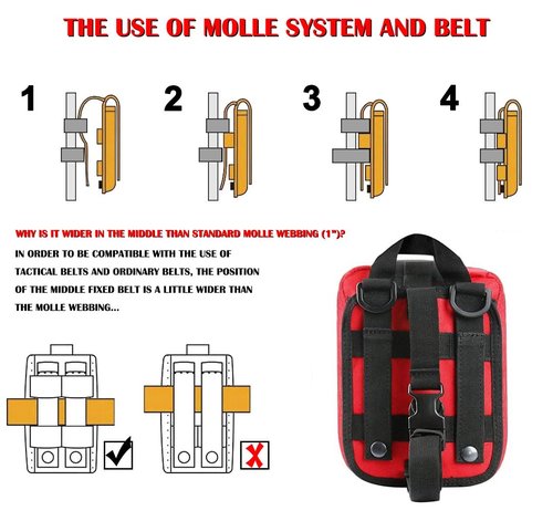 Tactical MOLLE Rip-Away EMT Medical First Aid IFAK Lifesaving Pouch,Outdoor Medical Package,Mountaineering/Climbing Rescue Tools Package Made of 600D Waterproof Fabric (Red)