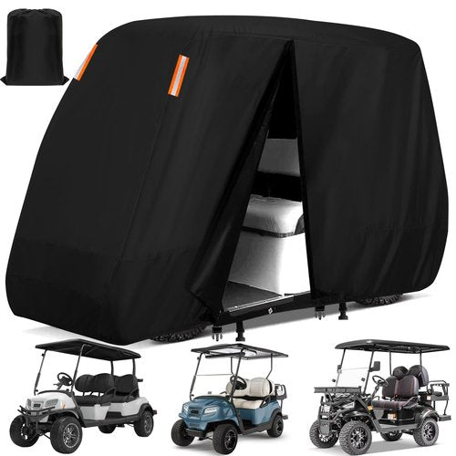 Golf Cart Cover 2/4 Passenger,Waterproof Outdoor Golf Cart Covers 2/4-Seater Extended Roof,Durable Weatherproof,Compatible with Club Car,EZGO,Yamaha,Cushman,Evolution,Kandi,Tomberlin-115x52x66 Inch