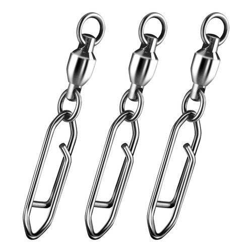 Alwonder 30-Pack Fishing Speed Clips Quick Change Snap Swivels, Ball Bearing Swivel Power Clips Fishing Snap Swivels (0+S 33LB) Freshwater Saltwater Crankbait Popper Lures Quick Snaps Connector Tackle