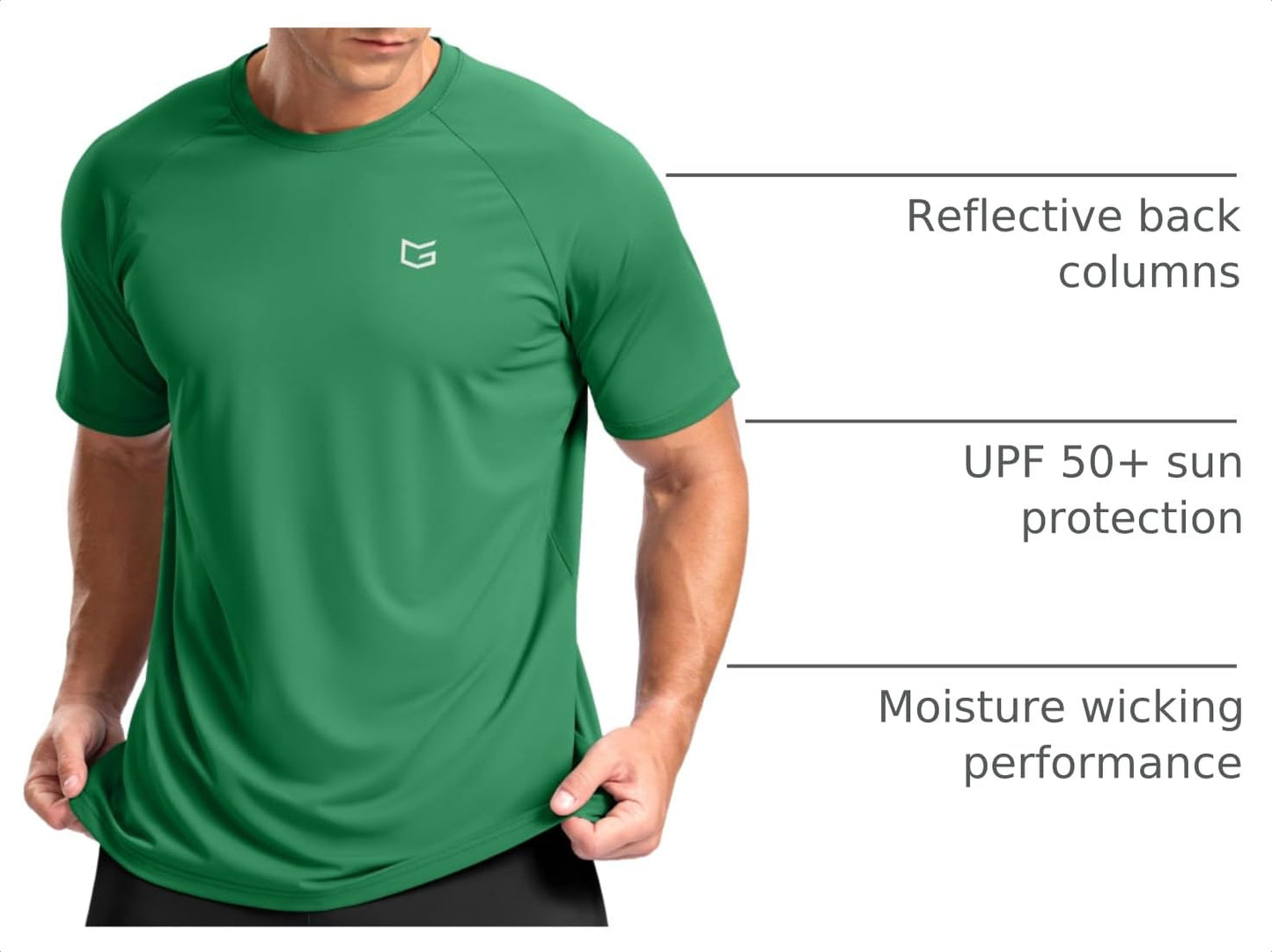 G Gradual Men's Athletic Workout T-Shirts Moisture Wicking Cooling Running Shirts Short Sleeve Performance Tee for Gym Tennis(Green,M)