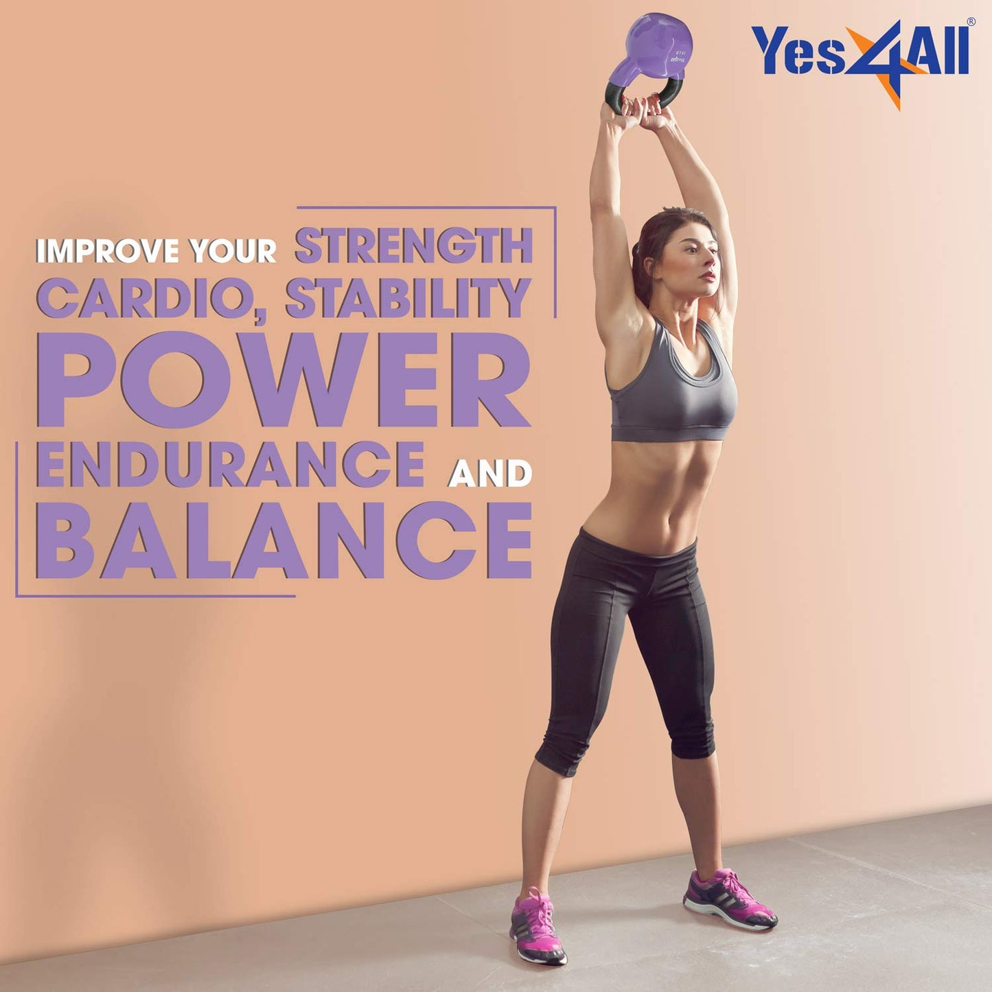 Yes4All Kettlebell, Vinyl Coated Cast Iron Kettlebell Sets 5, 10 & 15lbs for Weights Exercises, Full Body Workout, Push Up, Grip Strength & Strength Training - Multicolor