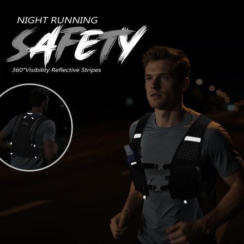 Running Hydration Vest, Lightweight Water Backpack for Running, Water Pack Backpack with 500ML TPU Hydro Water Flask, Water Vest for Running Women, Men