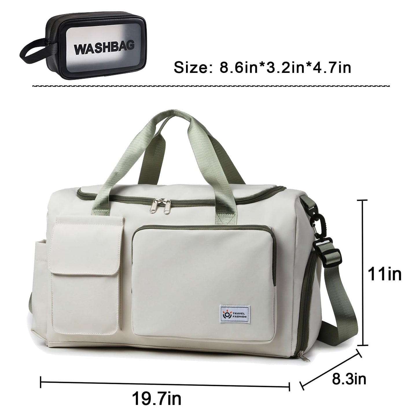 BEULPTN Small Gym Bag for Women, Waterproof Travel Duffle Bag Carry On Weekender Bag with Shoe Compartment & Wet Pocket, Gym Tote Bag for Travel, Workout, Sport, 40#Beige-Zipper