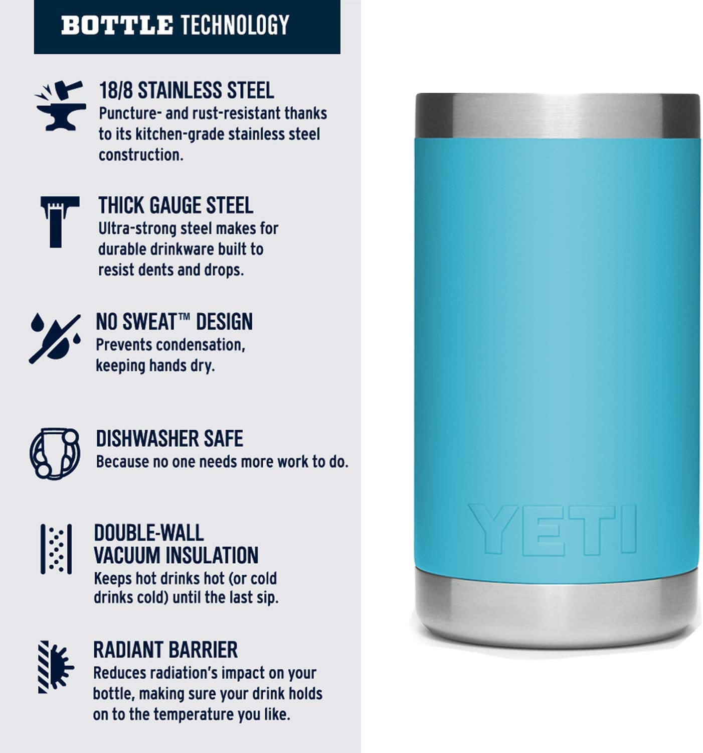 YETI Rambler Jr. 12 oz Kids Bottle, with Straw Cap, Reef Blue