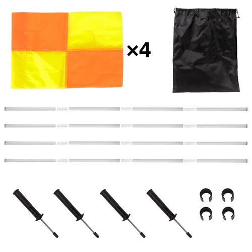 Spring Loaded 5FT Corner Flags for Soccer Field Set with Storage Bag, Universal Adjustable Speed and Agility Training Equipment, Soccer Agility Poles-White