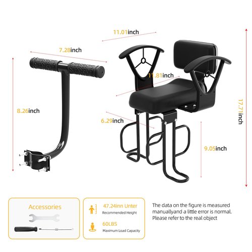 XIEEIX Rear Child Bike Seat,Rear Mounted Child Bike Seats,Back Mount Child Seat with Back Rest Armrest Foot Pedals,Width Adjustable Bicycle Rear Seat,Fits All Bicycle Rear Frames
