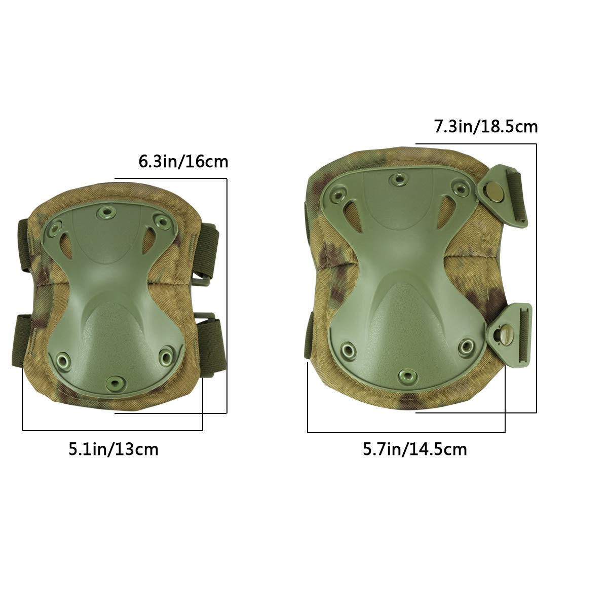 Tactical Combat Knee & Elbow Protective Pads Set for Outdoor CS Paintball Game Cycling Safety Skateboarding Gear Skates Knee Protection Guard Pads (FG)