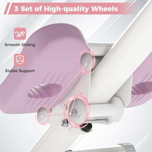 Goplus Adjustable Ab Trainer Machine, Foldable Ab Workout Equipment with Knee Protection, LCD Monitor, Home Gym Abdominal Trainer for Stomach Workout Core Strength Fitness (Pink+White)