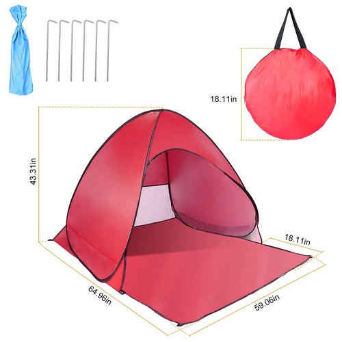 Beach Tent Pop Up Beach Tent Canopy Sun Shade Shelter Anti-UV Automatic Waterproof for 2-3 Person with Net Window Storage Bag Outdoor Camping Fishing Park Bea ch