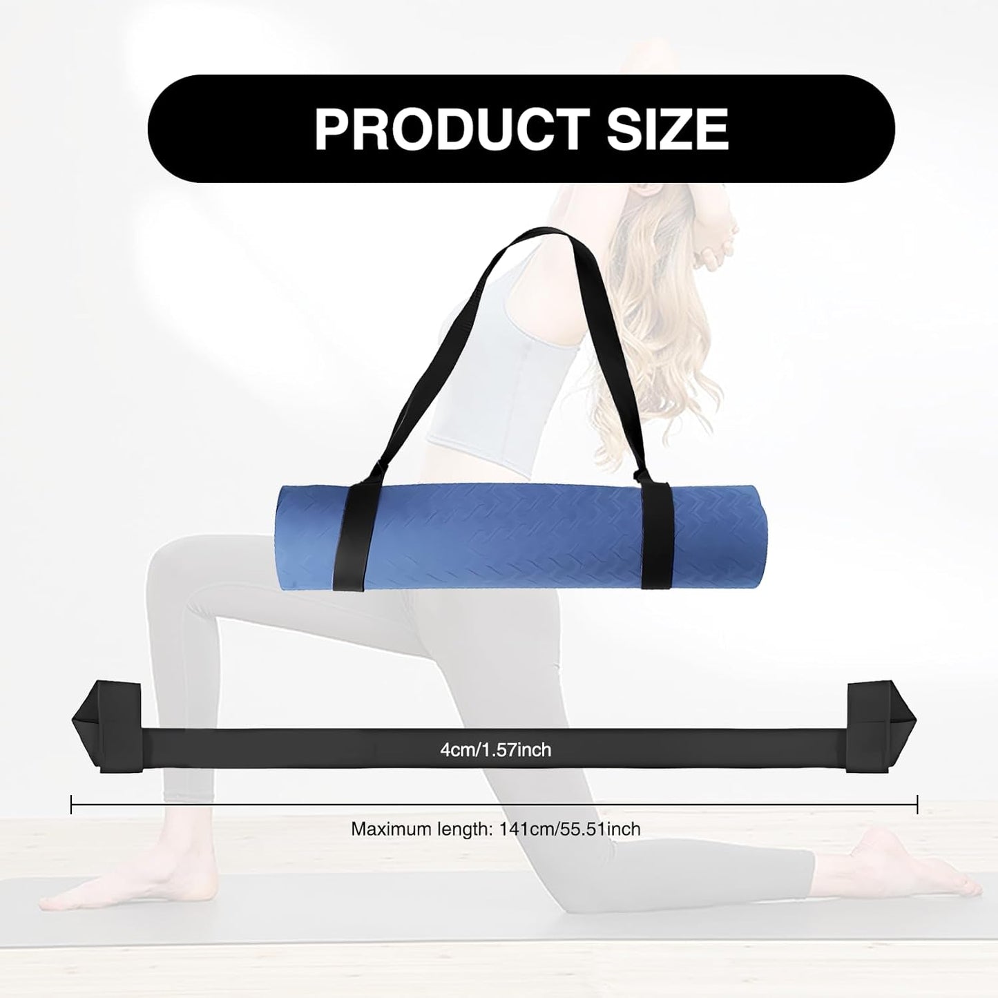 2 Pcs Yoga Mat Strap, 59 X 1.5 Inch Adjustable Yoga Mat Holder Carrying Strap for All Size, Black (Yoga Mat Not Included)