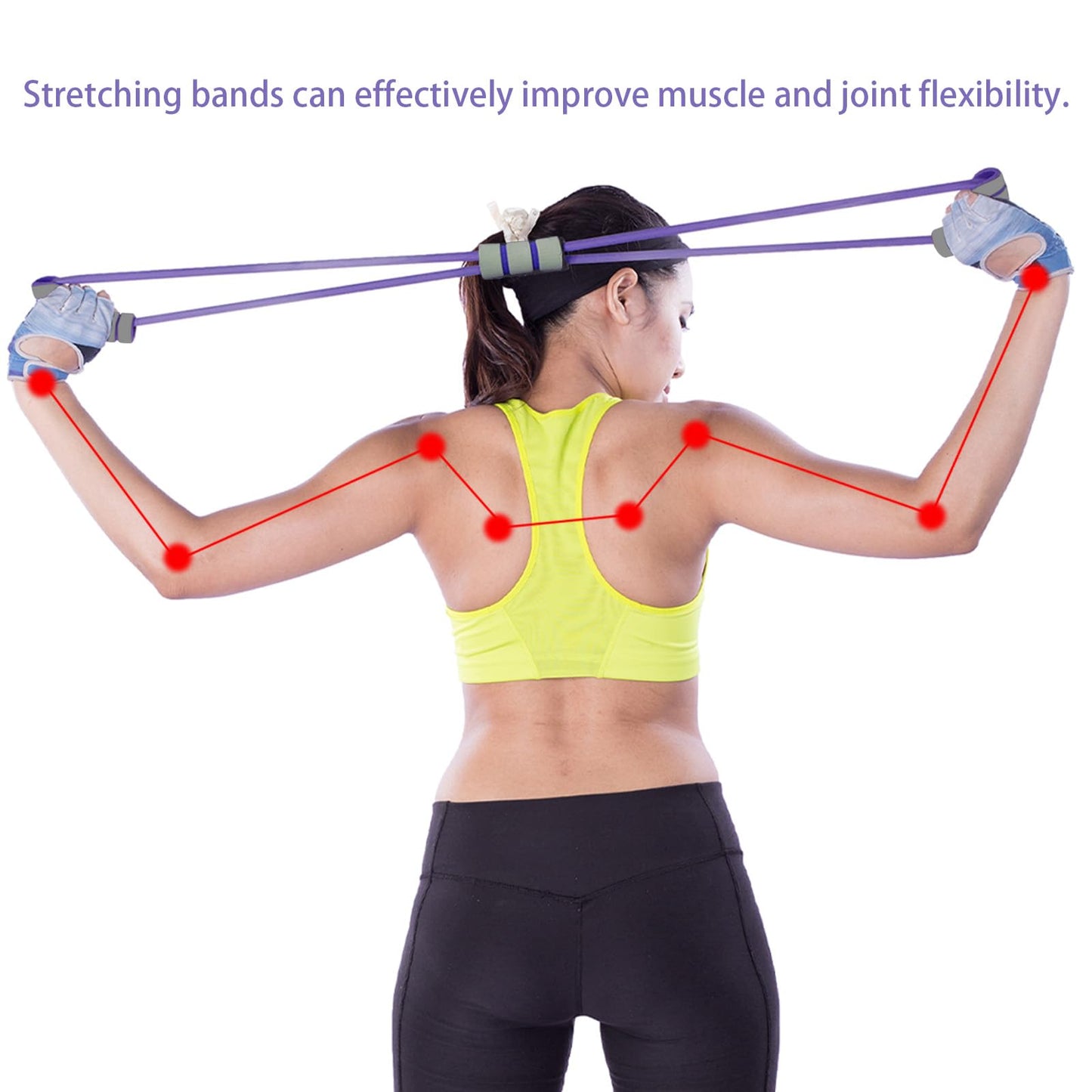 Figure 8 Resistance Bands for Yoga Fitness,Workout Bands Resistance for Women with Handles for Arm, Shoulder,Back Workouts, Stretching Band Set of 6 for Women Men, Elastic Bar for Home Exercise