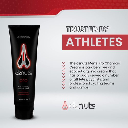 dznuts Men's Pro Chamois Cream, Anti -Chafing Cream for Saddle Sores, Chafing, Rubbing, Inner Thighs Friction for Cyclists, Runners, Triathletes - 1 Pack (4 Fl Oz Each)