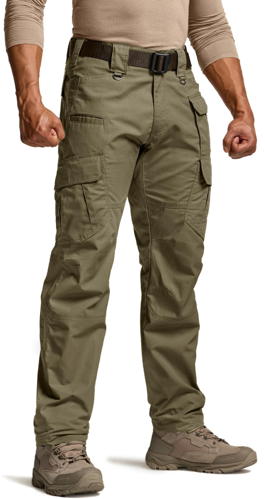 CQR Men's Tactical Pants, Water Resistant Ripstop Cargo Pants, Lightweight EDC Work Hiking Pants, Outdoor Apparel, Raider Mag Soil Green, 34W x 34L