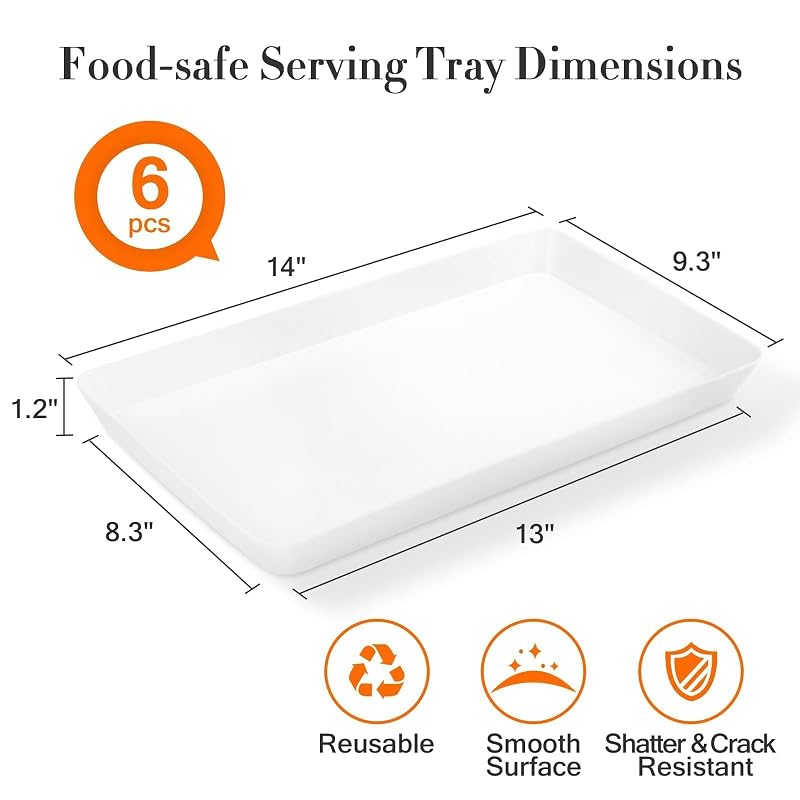 6 pcs Serving Tray for Entertaining, Platters Fruit, Cookies,