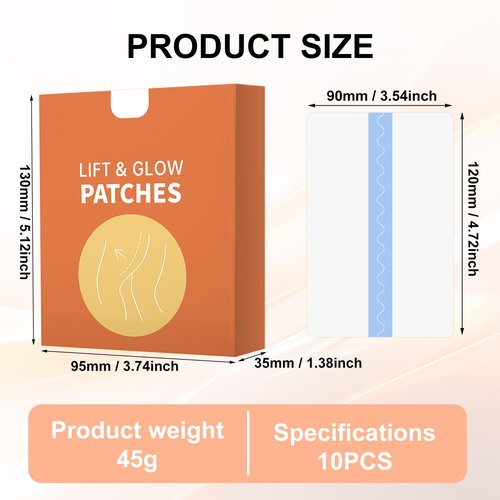 Hey Nip Thigh Lift Tape, Lift and Glow Patches Legs, Invisible Waterproof Adhesive Body Tape, 4.8x6 Inch Lift and Glow Patches Legs for Sagging Skin (1Box)