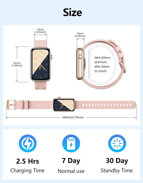 SHANG WING Fitness Tracker with Heart Rate/Sleep/Blood Oxygen Monitor, Slim Fitness Watch for Women Men IP68 Waterproof Pedometer Calories/Steps Counter Health Watch Activity Tracker (Pink)