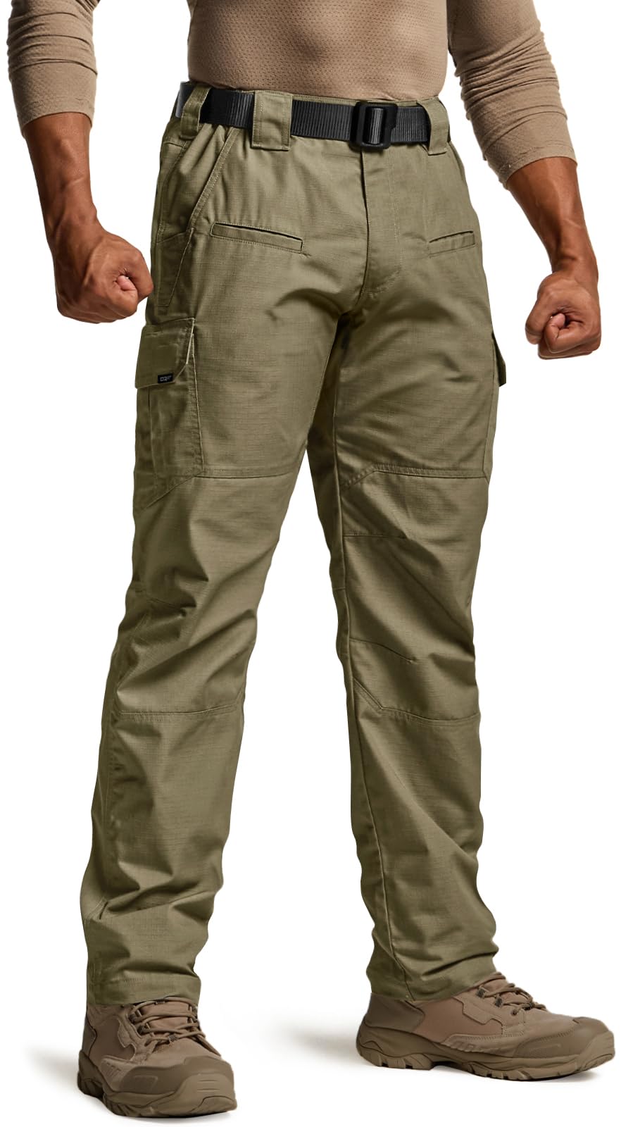 CQR Men's Tactical Pants, Water Resistant Ripstop Cargo Pants, Lightweight EDC Work Hiking Pants, Outdoor Apparel, Raider Soil Green, 32W x 34L