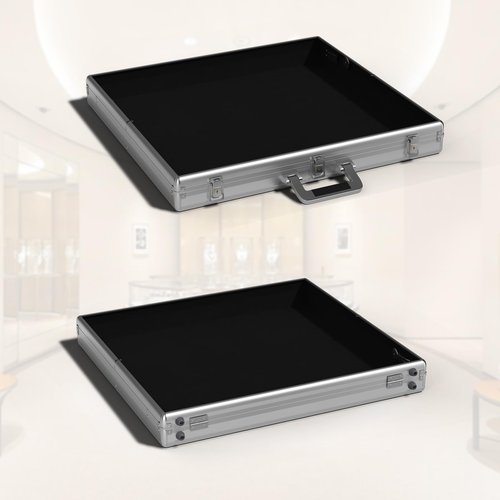 YAGEANNL Portable Trade Show Display Case, 24'' x 20'' Card Show Display Case with Locks, Aluminum Showcase for Cards, Jewelry, Pastry Display