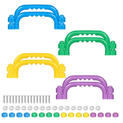 TOPNEW 8Pcs Kids Playground Safety Handles -Swing Set & Climbing Frame Hand Grips, Multi-Color Plastic Grab Bars for Outdoor Playhouse, Jungle Gym, Climbing Frame (Colour Mixing)