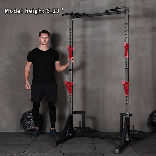 CANPA Multifunction Power Rack with Pull up Bar, Heavy Capacity and Adjustable Squat Stand Rack for Home Gym Equipment, Power Rack Cage (Black)