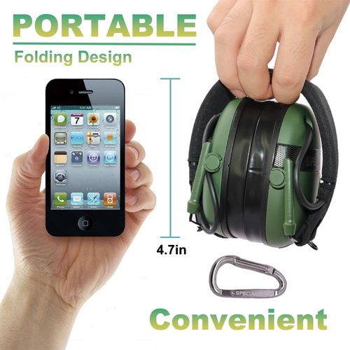 TACTIC STAR Custom Ear Protection,Shooting Ear Protection with Sound Amplification, NRR 30dB Noise Reduction Earmuffs,Rechargeable, Green