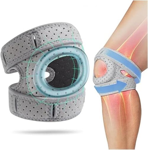 RWSEFK Wellknee Knee Brace – Adjustable Patellar Tendon Support Sleeves，Wellnee Patellar Pad, for Meniscus, Knee Support for Athletes (L Grey Adjustable)